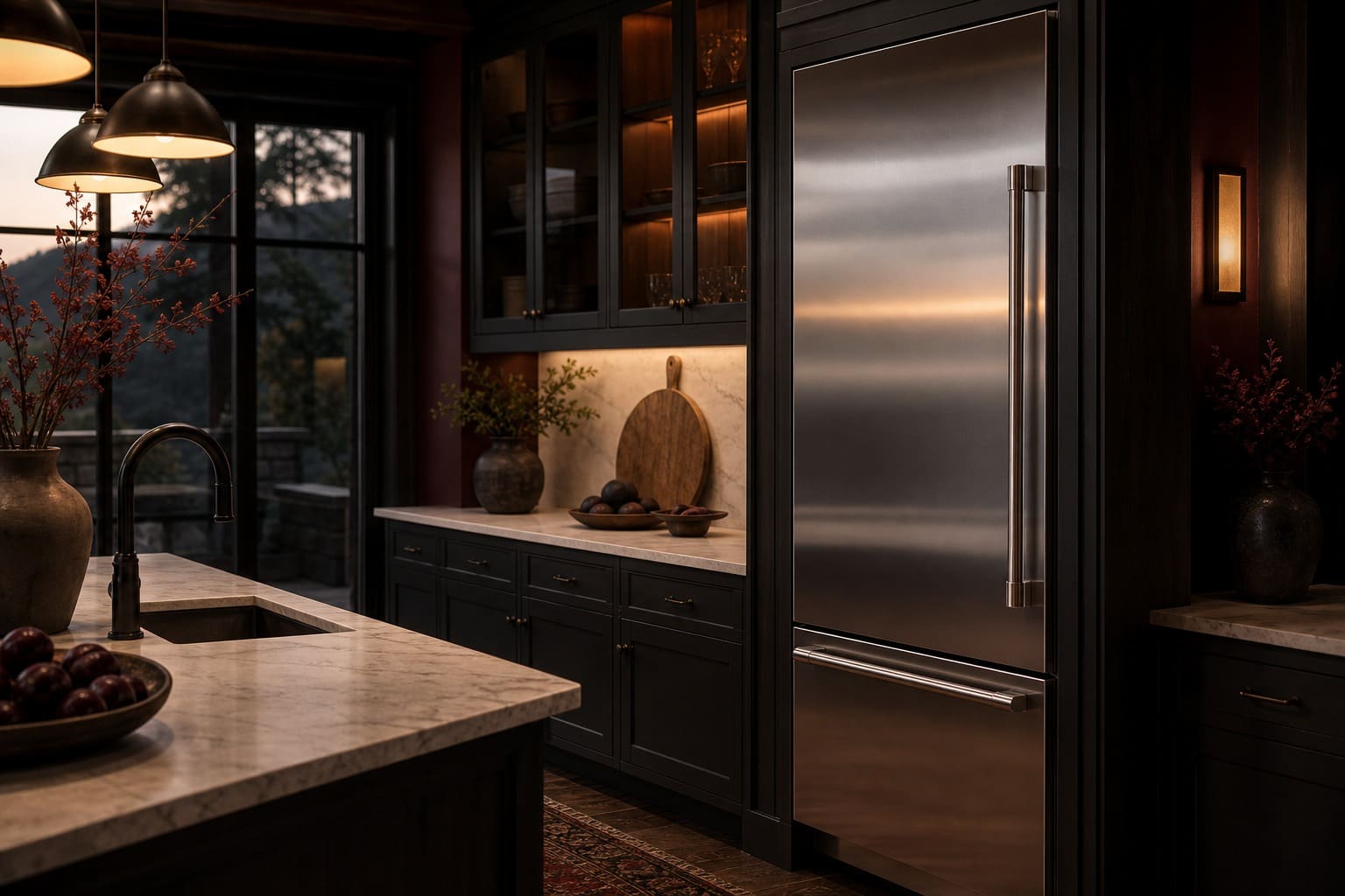 GE Monogram built-in refrigerator in a Los Gatos estate kitchen