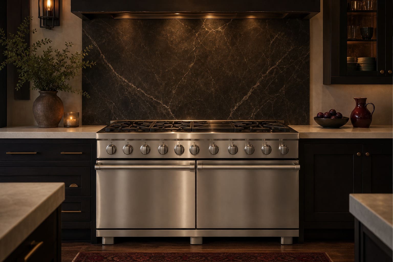 Viking professional range in an upscale Los Gatos kitchen